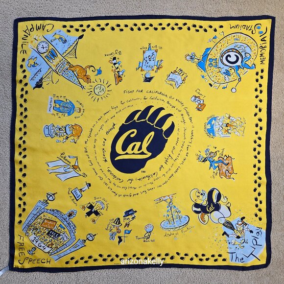Aksesaré Accessories - RARE UC Berkeley 100% Silk Scarf Hand-Rolled Aksesaré 2004 Collectible